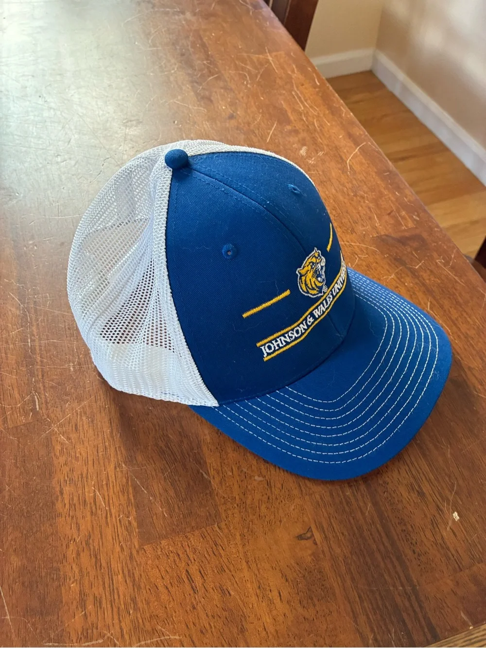 Mens Johnson and Wales Blue Trucker Cap